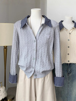 Nouveau Pull Long en Maille à Col Revers et Motif Écossais Personnalisé pour Femme, avec Nouveaux Boutons – Fournisseur