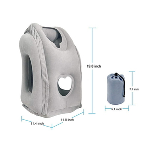 Almohada <span class=keywords><strong>de</strong></span> viaje inflable Downy Flocking para vuelos <span class=keywords><strong>de</strong></span> larga distancia Coches Autobuses Trenes Oficina Siesta Avión Soporte para el cuello - Product Image 3