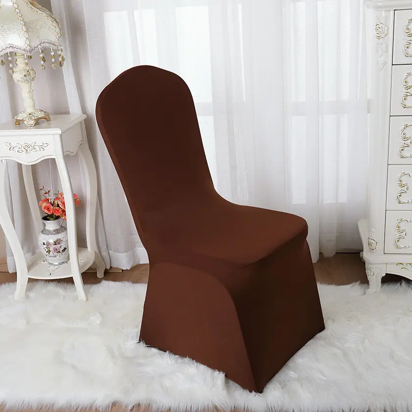 Housse de chaise ajustée décoration Spandex élastique chaise de mariage couvre vente chaude conception qualité violet Spandex Polyester plaine