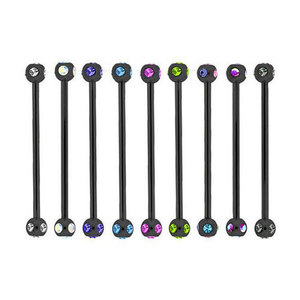 Boucles d'oreilles barbell en acier inoxydable Gem Industrial, bijoux de corps tendance pour mariage, fiançailles, piercing orthodoxe - Product Image 2