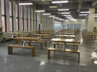 Ensemble de bancs et de tables modernes en acier, écologiques, durables, pour cantine, hôpital, restaurant, 4 places