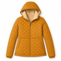 Veste matelassée légère pour femme, résistante à l'eau, à capuche, doublée en sherpa, fermeture éclair intégrale, hiver, sur mesure, OEM, ODM, vente en gros