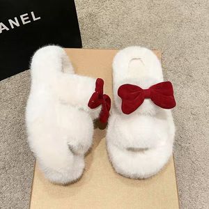Brand New Product Pvc Sole Platform Slippers Artificial Fur Fairy Style Bow Slippers With Brand New High Quality - Product Image 2