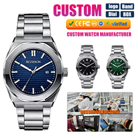Montre mécanique automatique pour homme avec cadran gravé sur mesure OEM, cristal saphir, cadeau d'entreprise, acier inoxydable, fournisseur de marque privée