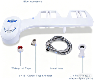Accesorio de bidé ABS con dos boquillas retráctiles, control de flujo manual, soporte deslizante, instalación DIY para inodoros estándar - Product Image 1