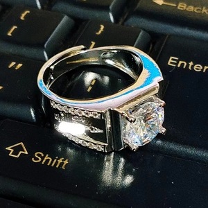 Venta al por mayor OEM ODM personalizado AU375 417 585 750 9K 10K 14K 18K joyería 2ct 8mm D Color <span class=keywords><strong>Moissanite</strong></span> diamante hombres anillo de oro - Product Image 4