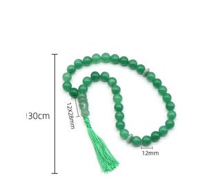 Pendentif en pierre naturelle d'agate noire avec pompon, 33 perles de prière, tasbih islamique musulman, chapelet Allah, méditation, bijoux pour hommes et femmes - Product Image 6