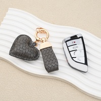 Porte-clés Cœur en Cuir PU de Luxe, Nouvelle Tendance du Designer, Motif Tressé, Pendentif de Sac en Forme de Cœur, Porte-clés de Voiture, Cadeau en Cuir, Vente en Gros