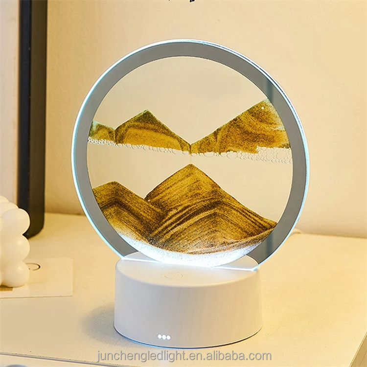 Luce Notturna 3D Dinamica A Sabbia Mobile - Lampada Clessidra Con Illuminazione Touch USB, Decorazione Vetro
