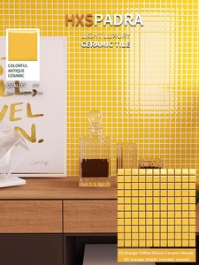 Azulejos <span class=keywords><strong>de</strong></span> Cerámica Mosaico Amarillo Brillante <span class=keywords><strong>Pandora</strong></span> 300x300mm 6mm <span class=keywords><strong>de</strong></span> Grosor Resistentes al Desgaste Estilo Pastoral para Interiores, Balcones y Comedores - Product Image 2