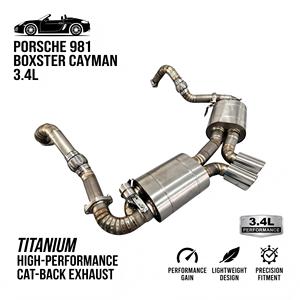 Vortex Grade Titanium Valved Catback System with Dual Tips for Porsche 981 Boxster Cayman 3.4L 2012-2016 Bolt-On Mod Upgrade - Product Image 1