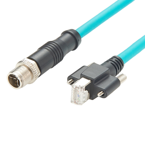 <strong>Premier</strong> Cable CAT6A M12 8 Position X-Code Male Female Panel Mount High Flex Gold-Plated <strong>Contacts</strong> IP67 Industrial Ethernet 120V - Product Image 1