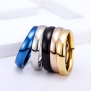 Anéis Minimalistas Polidos de 4mm com Bola Interna e Externa, Presente Popular Coreano e Japonês para Casais, Joias para Uso Diário e Dia dos Namorados, Venda a Granel - Product Image 2