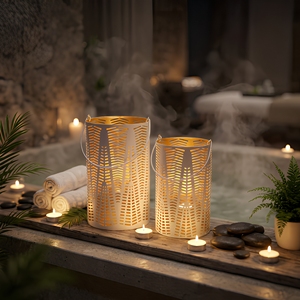 Supports de bougies votives marocains en métal découpé sur mesure en gros pour la décoration d'éclairage domestique et commercial - Product Image 1