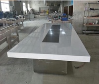 Table de réunion de forme rectangulaire, meuble de luxe moderne, en marbre blanc, style bohème, pierre de Quartz, Table de conférence
