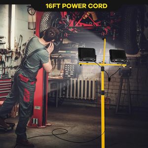 Dual-Head Work <b>Light</b> Adjustable Tripod Stand IP65 Waterproof With Metal Telescopic 10 Ft Power Cord WD-680 Dual-Head Work <b>Light</b> - Product Image 2