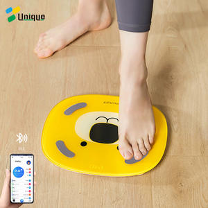 Báscula inteligente única con forma ovalada, color amarillo, con sensor táctil y Bluetooth para la composición corporal, para mujeres y familias. - Product Image 1