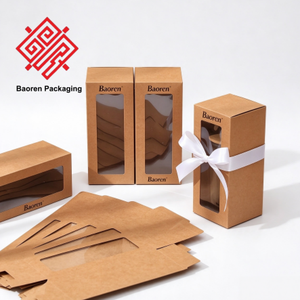 Caja de papel kraft con logotipo personalizado y ventana de PVC, caja de regalo plegable para vasos de vidrio y botellas de agua - Product Image 1