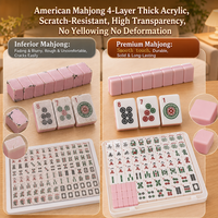 Jeu de Mahjong en Acrylique Rose Épais à 4 Couches avec Numéros, Vente en Gros Directe Usine, Tuiles Résistantes à l'Usure et Inaltérables en Couleur avec Accessoires Complets