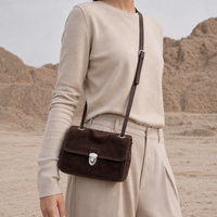 Cuir Suédé Véritable Sac à Main Femme Bandoulière Luxe Silencieux Élégant Sac Design Minimaliste Usage Quotidien Décontracté