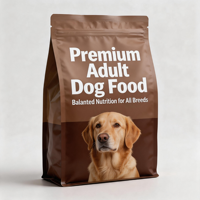 Pochette à fond plat avec fermeture éclair, résistante à l'humidité, recyclable, avec logo personnalisé, pour aliments pour animaux de compagnie, avec couleurs personnalisées et emballage refermable