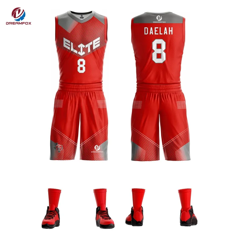 Reversible Mesh Stoff Basketball Trikot 2013 neues Design benutzer definierte Tackle Twill rot Basketball Uniform Großhandel