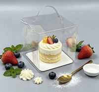 Boîte à dessert en plastique transparente jetable, empilable et pliable, avec poignée, en PET, pour gâteaux d'anniversaire, cadeaux de mariage, pizzas, pains à emporter