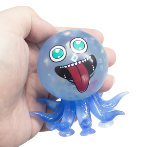 Factory Wholesale Glitter Octopus TPR Squishy Toy Suction Tentacle Stress Relief Squeeze <b>Fidget</b> Toy Custom <b>Pack</b> for Retail - Product Image 2