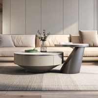 Table basse luxueuse Rock Board avec meuble TV Table à café moderne en acier inoxydable haut de gamme simple