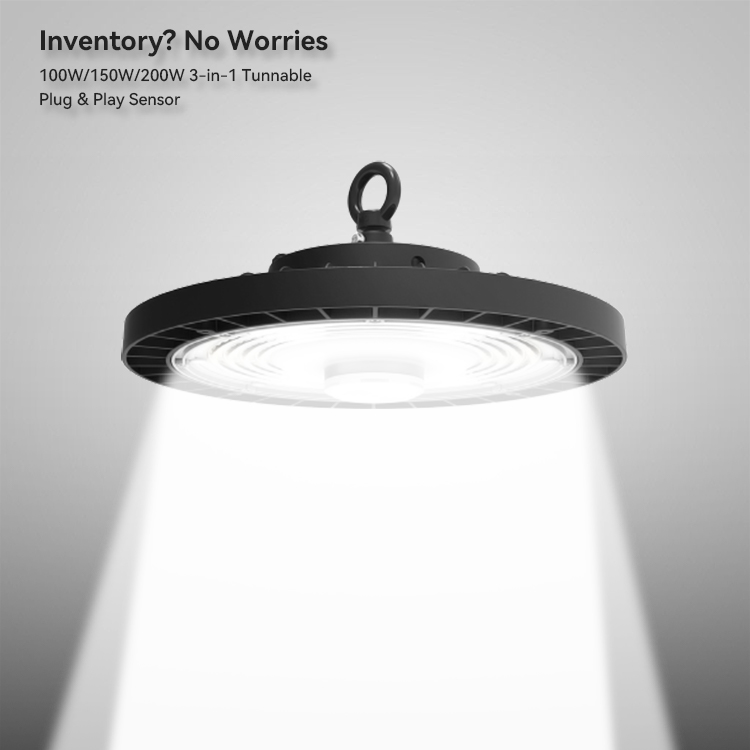 Highbay 100w 150w 200w commercial et industriel DIP dimmable hi bay intérieur entrepôt usine luminaire ufo led haute baie lumières