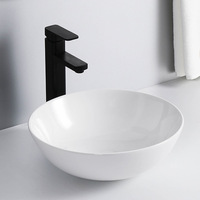 Évier rond en forme de Lavabo, vasque pour salle de bains, brillant, blanc, uni