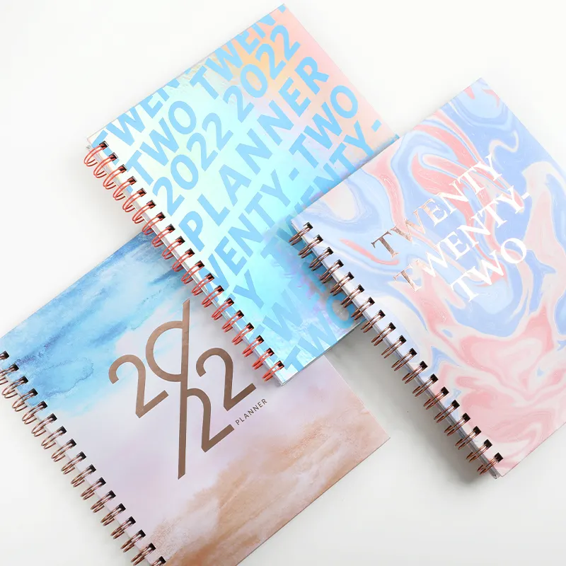 Nuovi prodotti 2023 pianificatore mensile con copertina rigida a spirale per quaderno personalizzato con Design ad acquerello unico