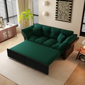 Convertible <strong>Sleeper</strong> <strong>Sofa</strong> <strong>Bed</strong> 3-in-1 Pull Out <strong>Sofa</strong> Multi-Functional Velvet Modern Cloud Soft Loveseat <strong>Sofa</strong> <strong>Bed</strong> Green - Product Image 2