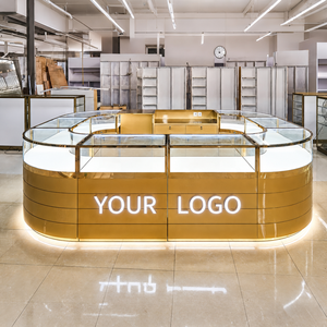 Nouvelle conception de vitrine de bijouterie avec éclairage LED, comptoir de présentation de bijoux en or, vitrine circulaire simple, design de kiosque de centre commercial, kiosque à bijoux - Product Image 5
