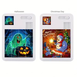 Porte-clés puzzle coulissant vierge à 16 grilles, jouet de casse-tête Hua Rong Dao imprimable UV pour cadeaux promotionnels avec logo personnalisé - Product Image 2