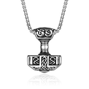 Collier marteau de Thor en argent tibétain, pendentif unisexe, cadeau, bijoux à la mode - Product Image 1