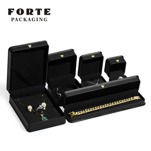 FORTE High-end Custom Blue Pu Leather <b>Light</b> Jewelry Set Packaging <b>Box</b> with <b>Led</b> Ring Necklace Pendant Packaging & Display - Product Image 4