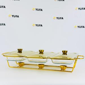 Новая прямоугольная стеклянная Буфетная плита YUFA, серебристая/Золотая <span class=keywords><strong>3</strong></span> соединения, подогреватель для еды, многоуровневой - Product Image 3