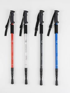 Bâton de randonnée extérieur rétractable en alliage d'aluminium à trois poignées droites, canne d'alpinisme pratique, béquilles de randonnée - Product Image 2