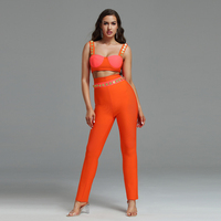 Summer Sleeveless 2022 Ladies 2 Pieces Set Color Block Crop Top Two Piece Pants Set High Waist Outfits Rivets Matching Set