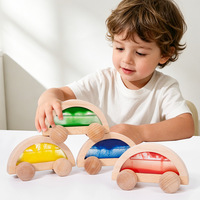 Bloques de Construcción Sensoriales para Niños Pequeños, Coche de Arena Movediza, Juguetes Educativos de Madera para el Desarrollo de la Visión y el Agarre