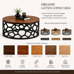 Mesa de Centro de Madera Orgánica con Diseño Geométrico Moderno para Sala de Estar, Mueble Contemporáneo para el Hogar, Decoración para Salón - Product Image 2