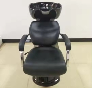 Bac à shampoing noir et chaise de coiffure pour salon, mobilier de coiffure, chaise de barbier sans fonction de massage - Product Image 5