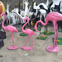 Sculptures d'animaux en résine et fibre de verre, flamants roses géants faits à la main, de haute qualité, personnalisables OEM, très demandées, pour la décoration de jardin.