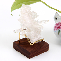 Présentoir en bois cristal, nouveau style, 1 pièce, base en pierre, support de boule en verre, sphère