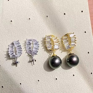 Boucles d'oreilles en argent S925 22649, accessoires de perles DIY à la mode avec perles de 9 à 11 mm, support vide pour femmes - Product Image 3