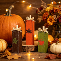 3 décorations en bois en forme de feuille d'érable pour l'automne/Thanksgiving, colonne carrée. pour Thanksgiving, la récolte