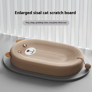 Pohon kucing kartun dengan sarang remah Oval terintegrasi papan garuk Sisal tahan aus persediaan hewan peliharaan grosir cakar Gerinda - Product Image 5