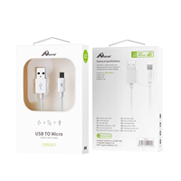 Nylon blanco USB 2,0 a Micro USB 2.4A Cable de datos de 1 metro de largo Cable de carga micro USB de cobre puro