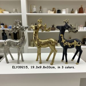 Elegante <span class=keywords><strong>Escultura</strong></span> <span class=keywords><strong>de</strong></span> Ciervo en Resina con Decoración en <span class=keywords><strong>Relieve</strong></span>, Figura <span class=keywords><strong>de</strong></span> Ciervo en Dorado, Plateado y Negro <span class=keywords><strong>de</strong></span> Lujo para Decoración <span class=keywords><strong>de</strong></span> Navidad, Bodas y Repisas - Product Image 4